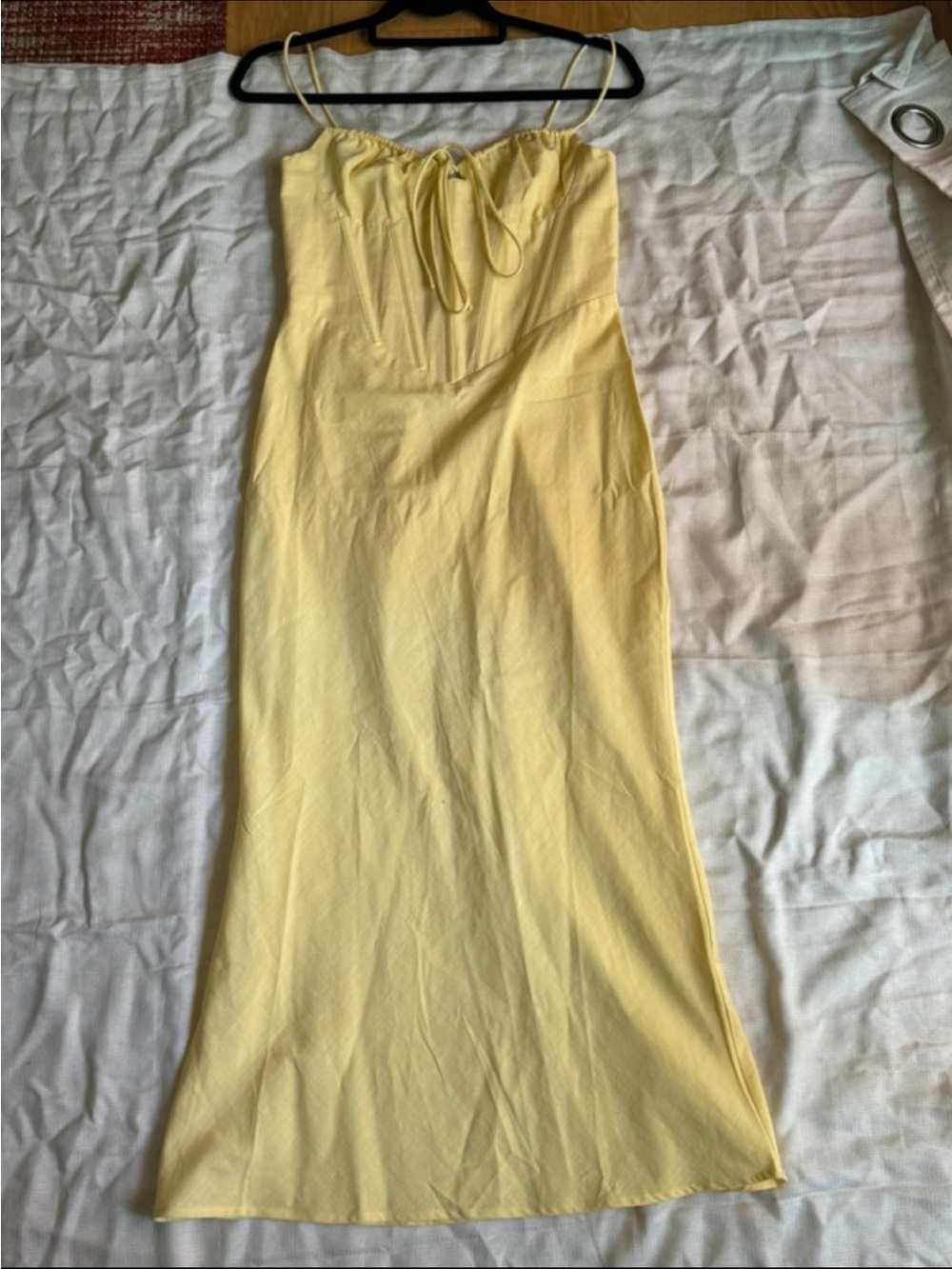 Showpo Pale Yellow corset slip Dress with Spaghetti Straps